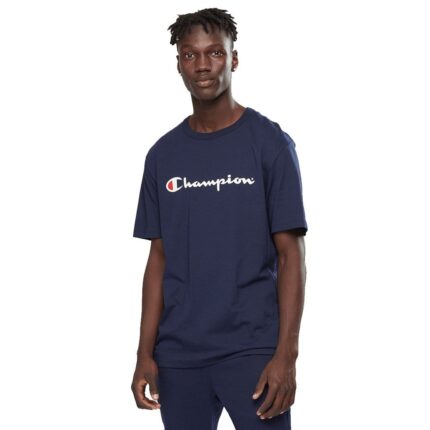 CHAMPION MEN'S SCRIPT SHORT SLEEVE NAVY TEE